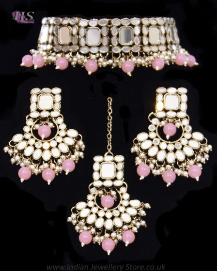 Asian Indian Antique Mirrored Jewellery Set NAPM11928 Indian Jewellery