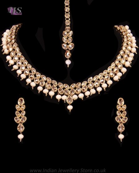 Indian Delicate Antique Flexible Set - Nude NAPA12073 Indian Jewellery
