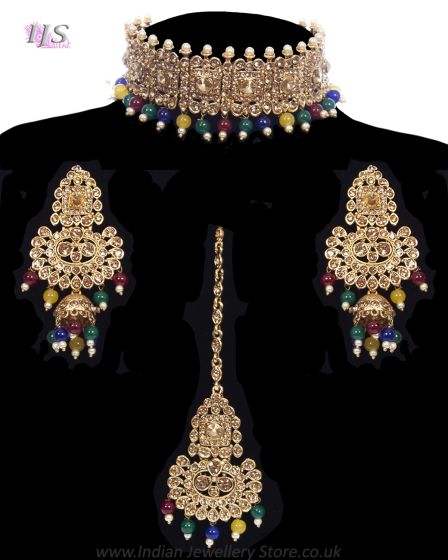 Beaded Mughal Asian Indian Choker Jewellery Set NAMC12043 Indian Jewellery