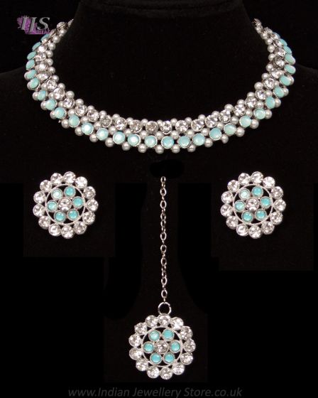 Crystal Silver Delicate Indian Jewellery NSLC12033 Indian Jewellery