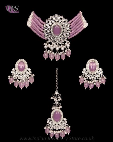 Beaded Kundan Indian Jewellery Set NSUL12229 Indian Jewellery