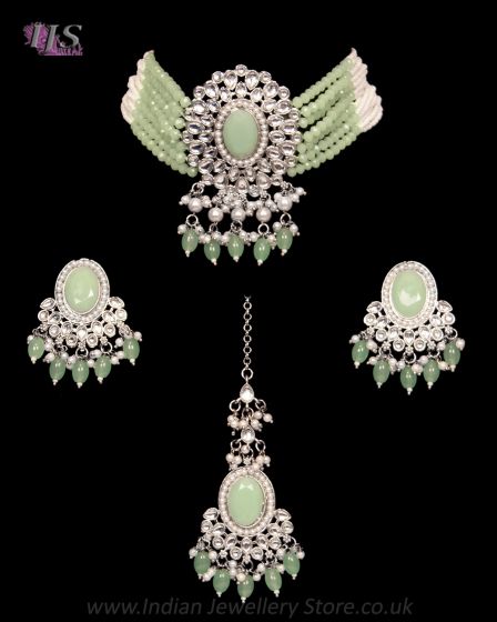 Beaded Kundan Indian Jewellery Set NSGL12233 Indian Jewellery