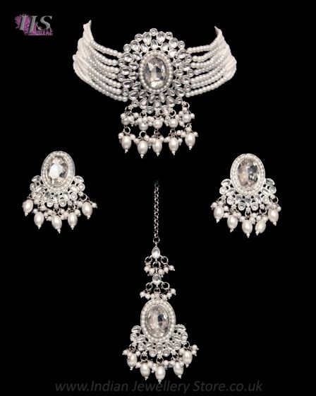 Beaded Kundan Indian Jewellery Set NSWL12237 Indian Jewellery