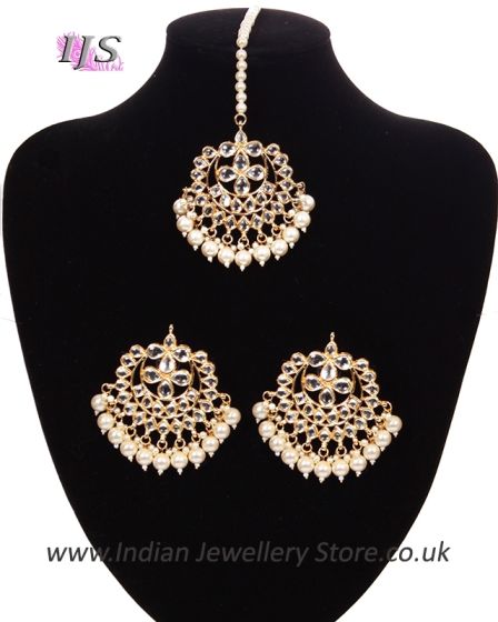 Statement Kundan Tikka and Studs - Prinal IEWK11014 Indian Jewellery