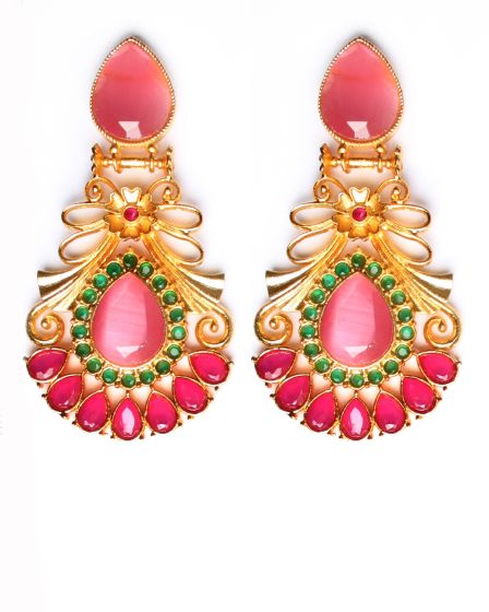 Sabyasachi-Inspired Large Matt 22k Gold Earrings EEPA10386 Indian Jewellery