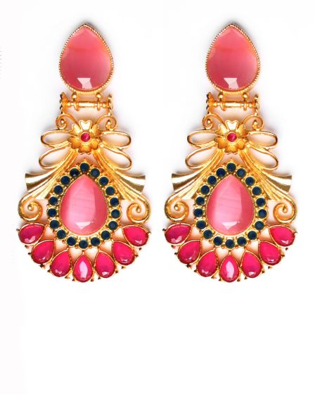 Sabyasachi-Inspired Large Matt 22k Gold Earrings EEPA10387 Indian Jewellery