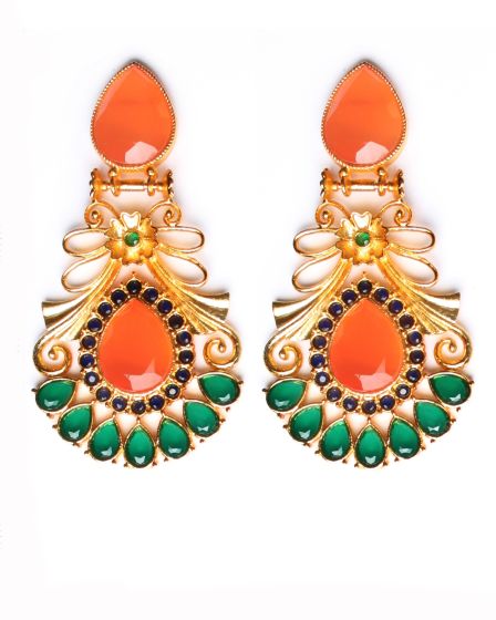 Sabyasachi-Inspired Large Matt 22k Gold Earrings EEOA10388 Indian Jewellery