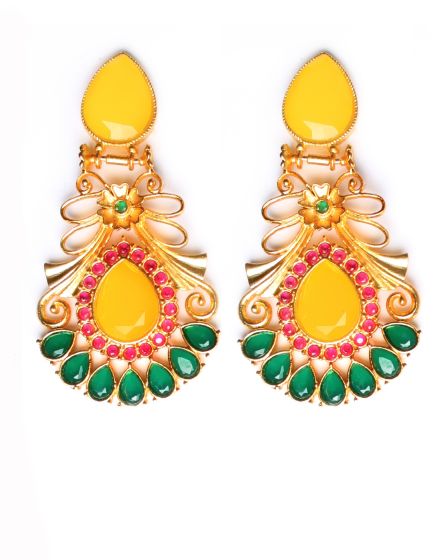 Sabyasachi-Inspired Large Matt 22k Gold Earrings EEYA10389 Indian Jewellery
