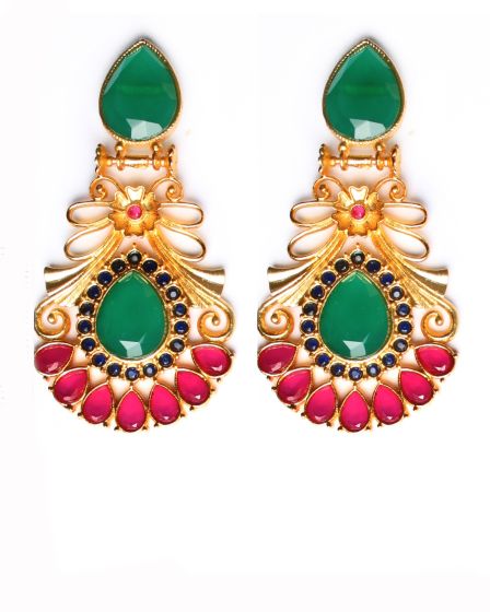 Sabyasachi-Inspired Large Matt 22k Gold Earrings EEPA10391 Indian Jewellery