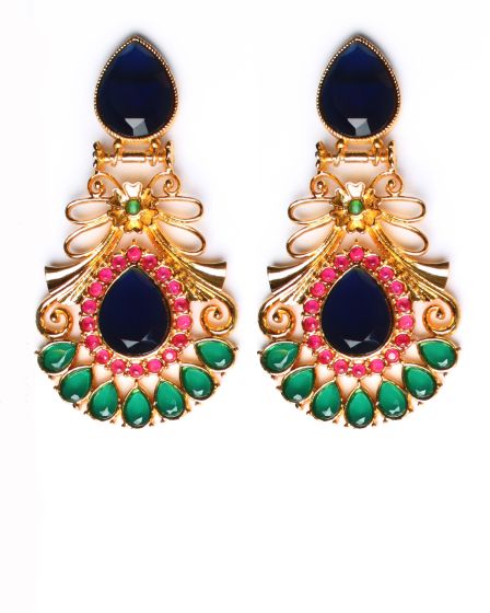 Sabyasachi-Inspired Large Matt 22k Gold Earrings EEPA10394 Indian Jewellery