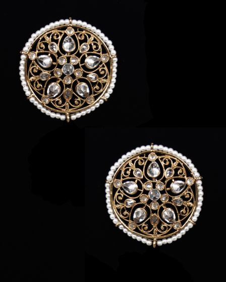 Statement Large Champagne Polki Indian Studs EAWA12196 Indian Jewellery