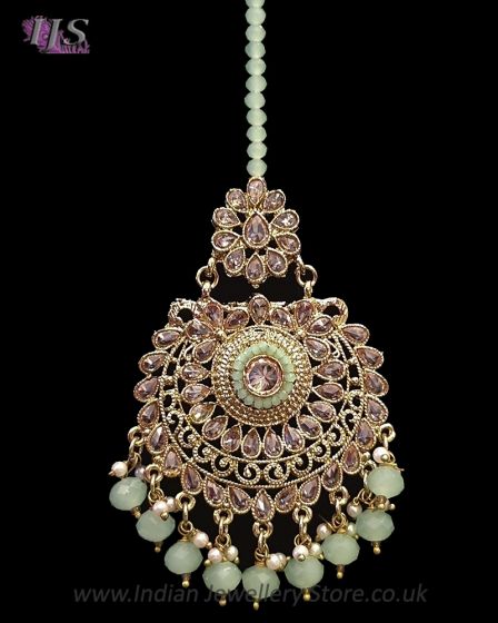 Heeramandi Statement Indian Tikka - Mint ZAGA12268 Indian Jewellery