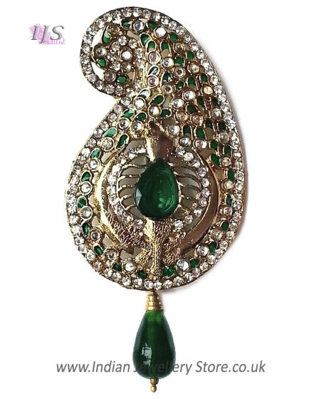 Sikh Khanda Kalgi - bottle green KAGK11965 Indian Jewellery