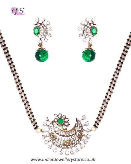 Bottle Green American Diamond Mangalsutra Necklace MAGA11279 Indian Jewellery