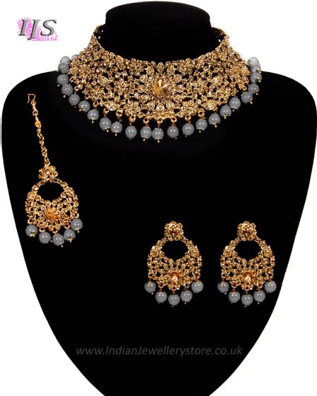 Asian Indian Choker Necklace Set NGEC11342 Indian Jewellery