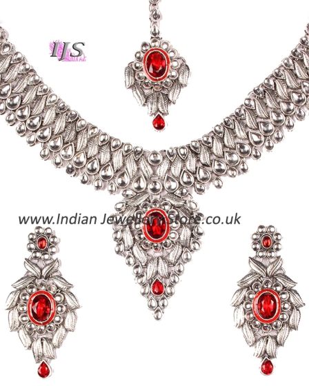 Statement Silver Kundan Necklace Set NSRK11062 Indian Jewellery