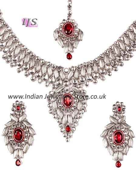 Statement Silver Kundan Necklace Set NSRK11063 Indian Jewellery