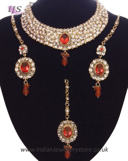 Striking Mughal Kundan Necklace Set NAOK11209 Indian Jewellery