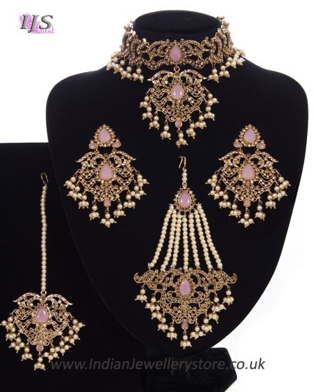 Mughal Princess Pearl Indian Jewellery Set - Choker, Ear, Tikka & Jhumar NAPC11314 Indian Jewellery