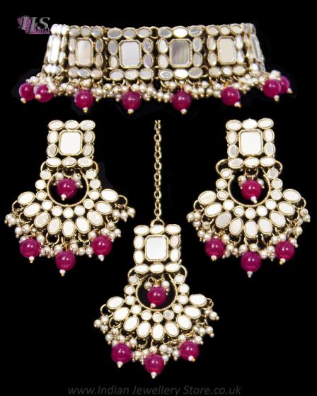 Asian Indian Antique Mirrored Jewellery Set NAPM11927 Indian Jewellery