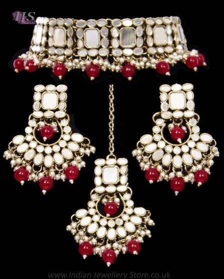 Asian Indian Antique Mirrored Jewellery Set NARM11930 Indian Jewellery