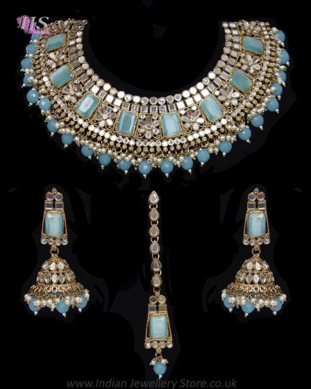 Mirror Traditional Asian Indian Jewellery Set incl Jhumkis NALM12078 Indian Jewellery