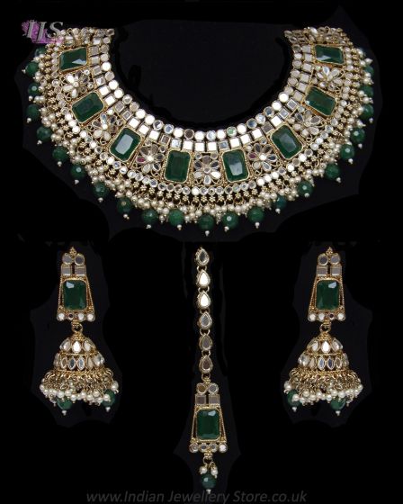 Mirror Traditional Asian Indian Jewellery Set incl Jhumkis NAGM12079 Indian Jewellery