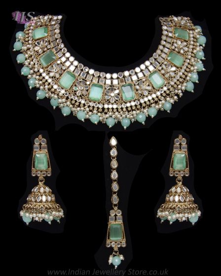 Mirror Traditional Asian Indian Jewellery Set incl Jhumkis NAGM12080 Indian Jewellery