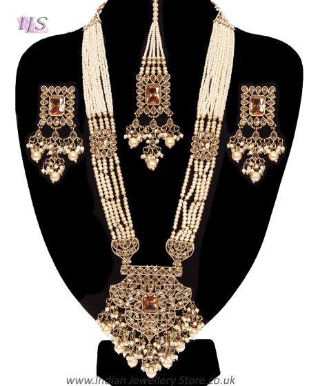 Asian Antique A.Diamond Beaded Long Haar Jewellery NANL12057 Indian Jewellery