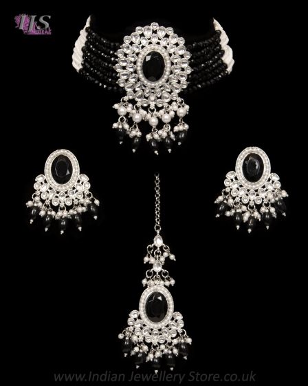 Beaded Kundan Indian Jewellery Set NSBL12228 Indian Jewellery
