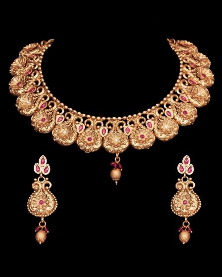Rajasthani 22k Effect Premium Collar Necklace Set NEWK12332 Indian Jewellery