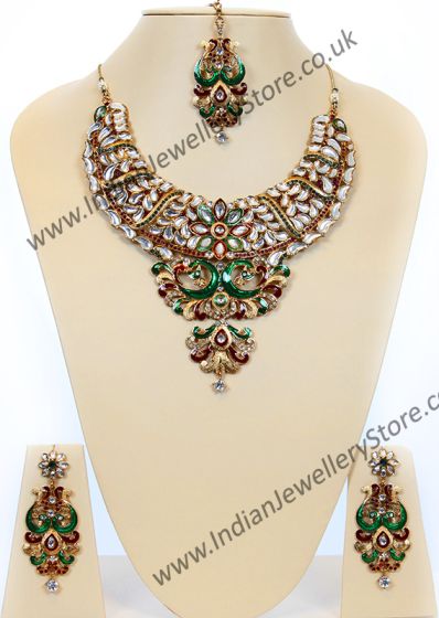 Large Kundan Peacock Necklace Set BAMC10467 Indian Jewellery