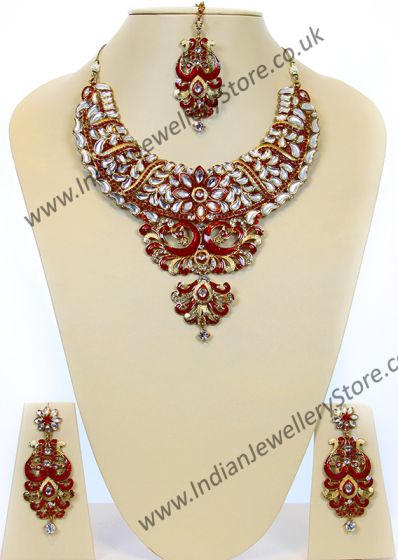 Large Kundan Peacock Necklace Set BARC10475 Indian Jewellery