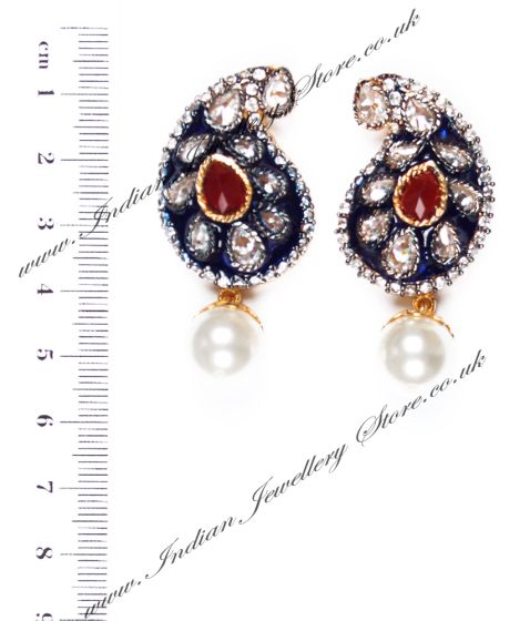 Meena Paisley Studs EGMA03807 Indian Jewellery