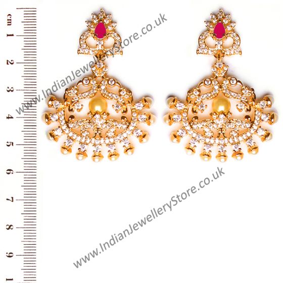 Fine American Diamond Peacock Chand EERA10408 Indian Jewellery