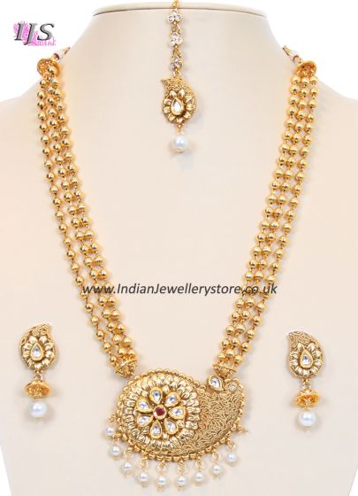 22k Effect Paisley Matar Mala South Indian NERL10639 Indian Jewellery