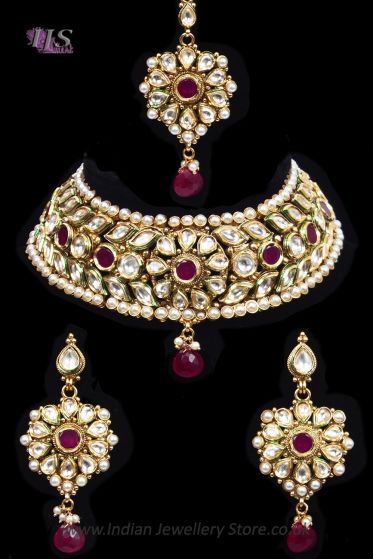 Kundan Choker Necklace Set BERK10719 Indian Jewellery