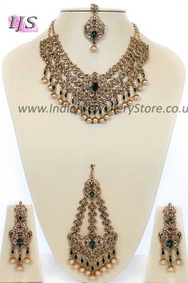 Golden Stone Bridal Jhoomer Set - Eesha BAGC10732 Indian Jewellery