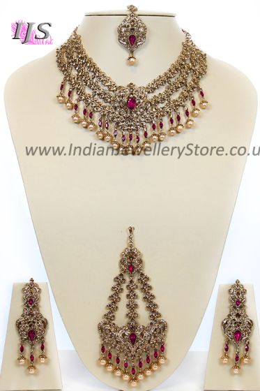 Golden Stone Bridal Jhoomer Set - Eesha BAPC10734 Indian Jewellery