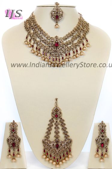 Golden Stone Bridal Jhoomer Set - Eesha BARC10735 Indian Jewellery