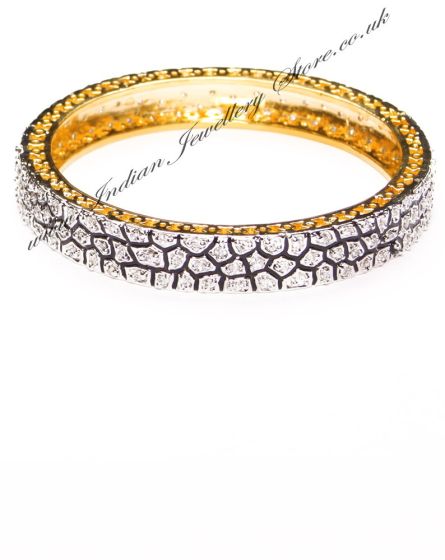 1x Unique Diamond Work & Black Meena Contemporary Bangle 2.6 WGWA03631 Indian Jewellery