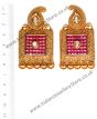 22k & Ruby Effect Large Square Indian Stud Earrings EARA10403 Indian Jewellery