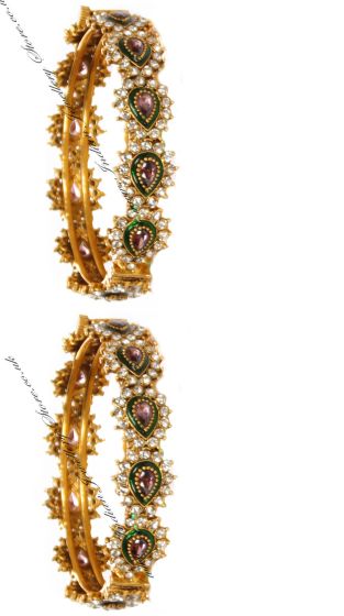 Set of 2 x Purple & Green Indian Bangles, 2.10 WAMP04229 Indian Jewellery