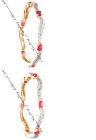 2 x Ruby CZ Indian Wave Bangles, 2.8 WGRA04209 Indian Jewellery
