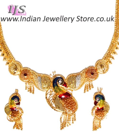 22k Effect Peacock Necklace Set NGMP04702 Indian Jewellery