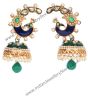 Large Peacock Multi Coloured Jhumka EGGL10349 Indian Jewellery