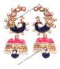 Large Peacock Multi Coloured Jhumka EGPL10351 Indian Jewellery