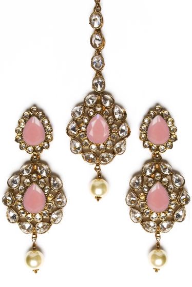 American Diamond, Antique Indian Earrings & Tikka IAWA11575C Indian Jewellery