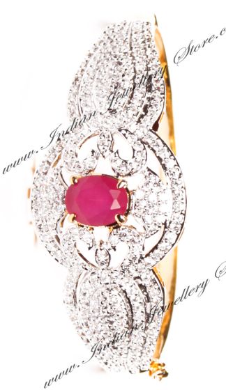 Laila Fine American Diamond Bracelet - Ruby WGRA03590 Indian Jewellery