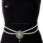 Silver Pearl & American Diamond Saree Belt - mint green LSGL11371 Indian Jewellery